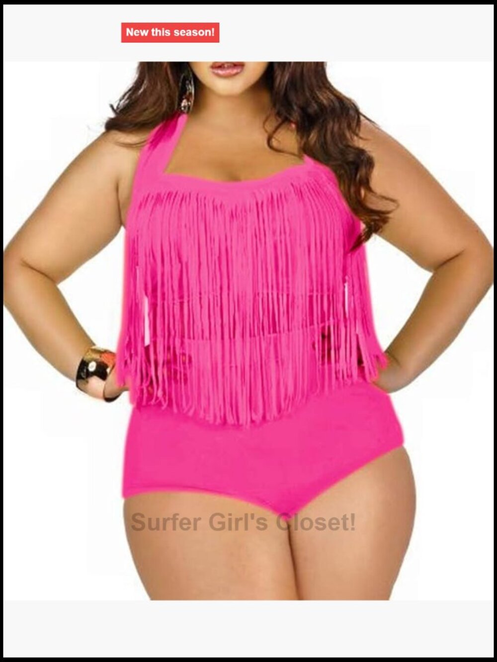 Plus Size High Waist Fringe Bikini Set Two Piece Swimwear